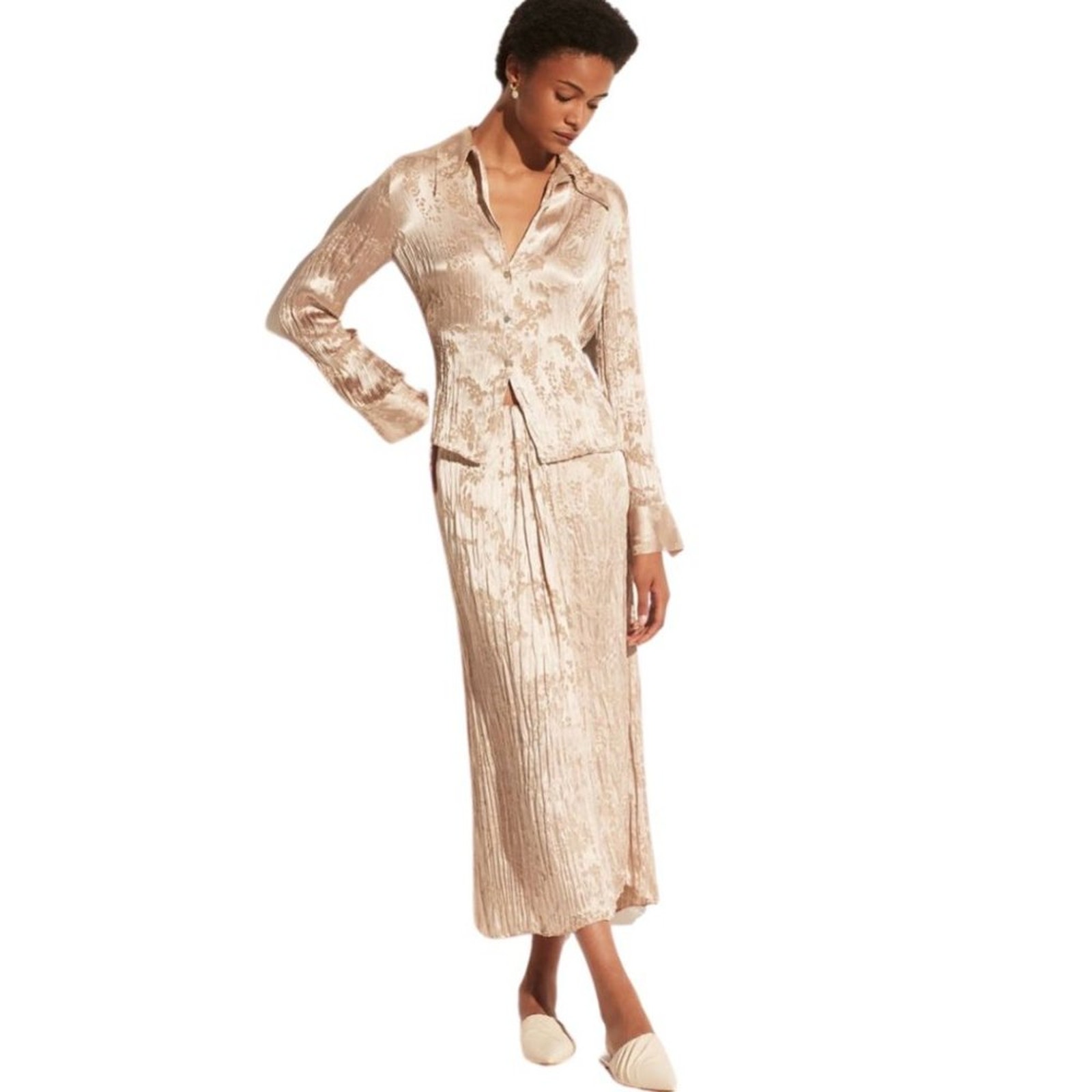 Nwt Vince Burnout Asymmetric Drape Skirt In White Sand 2